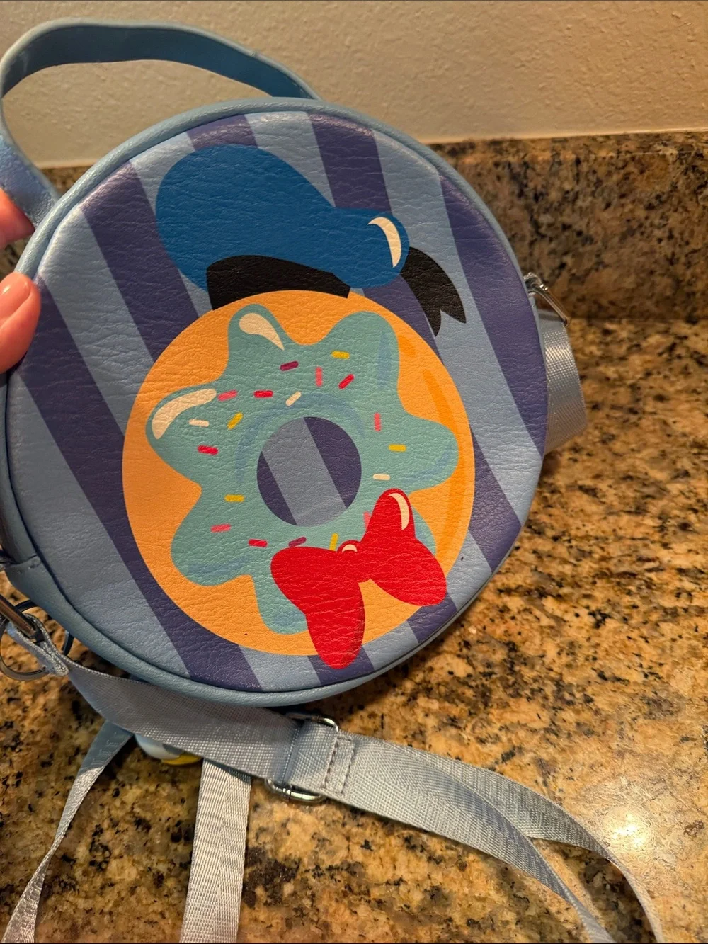 Disney Round Donut Character Crossbody Bag in Light Blue, Red and Yellow